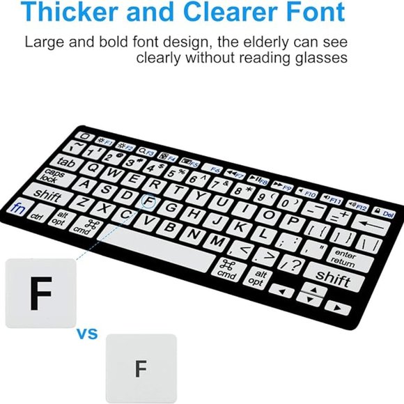 HXMJ-Large Print Bluetooth Mini Keyboard Compatible with Apple Products - Picture 2 of 12